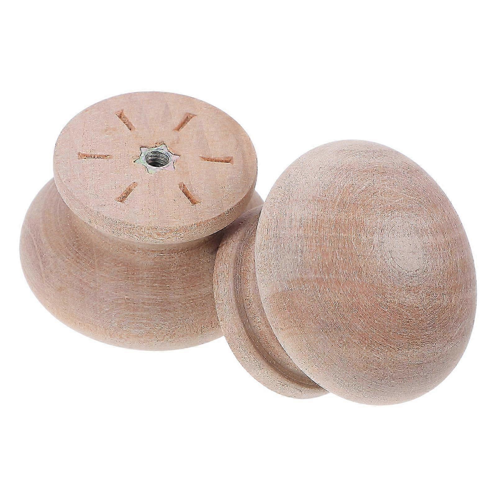 Single Hole Drawer Pulls Wood Mushroom Shape Knobs 8Pcs Decorative Handles