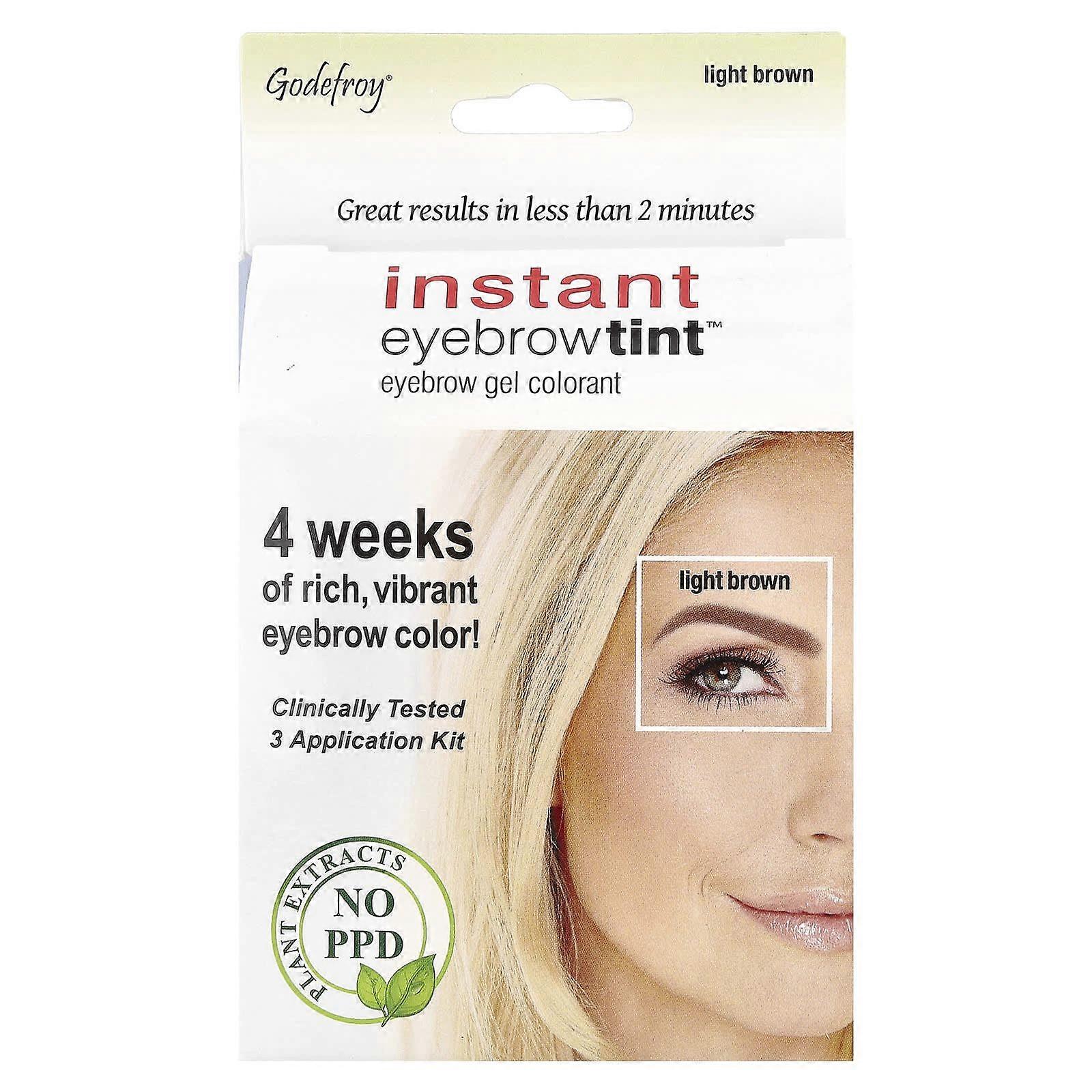 Godefroy, Instant Eyebrow Tint™, Light Brown, 3 Application Kit, 2-Pack