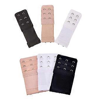 Bra Extension Buckle Women Adjustable Comfort Enhancement Elastic Support 6Pcs Black