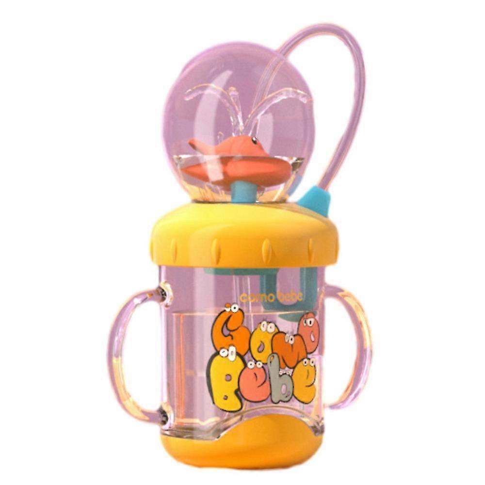 Cute Bottle With Straw Sippy Cups  YELLOW