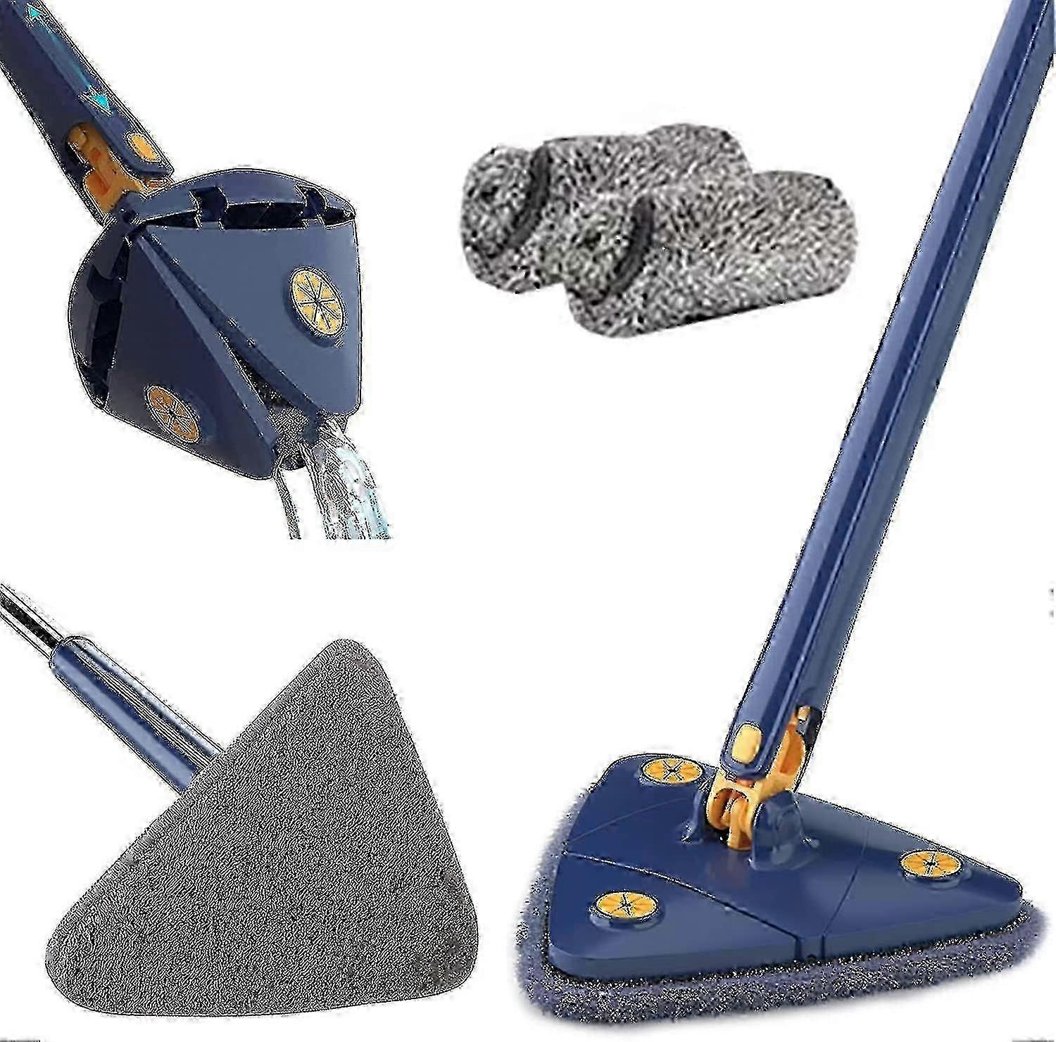 360 Rotatable Adjustable Cleaning Mop Long Handle Triangular Mop Reusable Spin Mop Stainless Steel Handle Mop