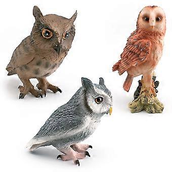 3Pcs Realistic Owl Figurines Set, PVC Wild Bird Models  Includes Barn Owl, Scops Owl, and Long-Eared Owl  Educational Animal Toys and Decorations for 
