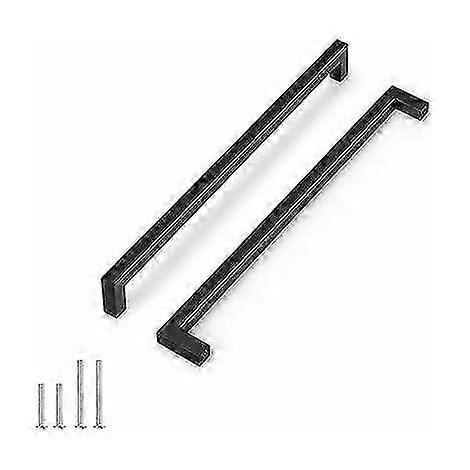 Pack Black Stainless Steel Square Cabinet Door Pulls, Drawer Pulls, 1/2" Width Knobs, 12-4/5" Hole Centers 320mm