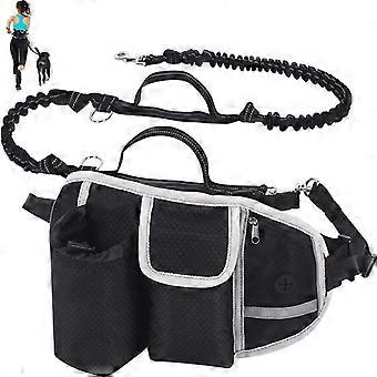 Coleira para cachorro com mãos livres, até 110 kg de absorção de choque, confortável, costura reflexiva, ideal para corrida, corrida e caminhada (preta)