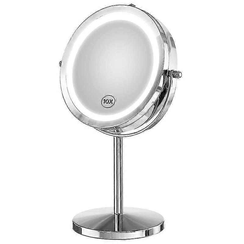 makeup mirror with dimmable light and double sided magnification rechargeable
