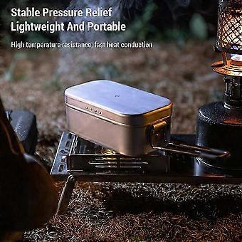 Camping Lunch Box Folding Handle Aluminum Camping Bento Container Camping Picnic Cookware 650ml /1300ml