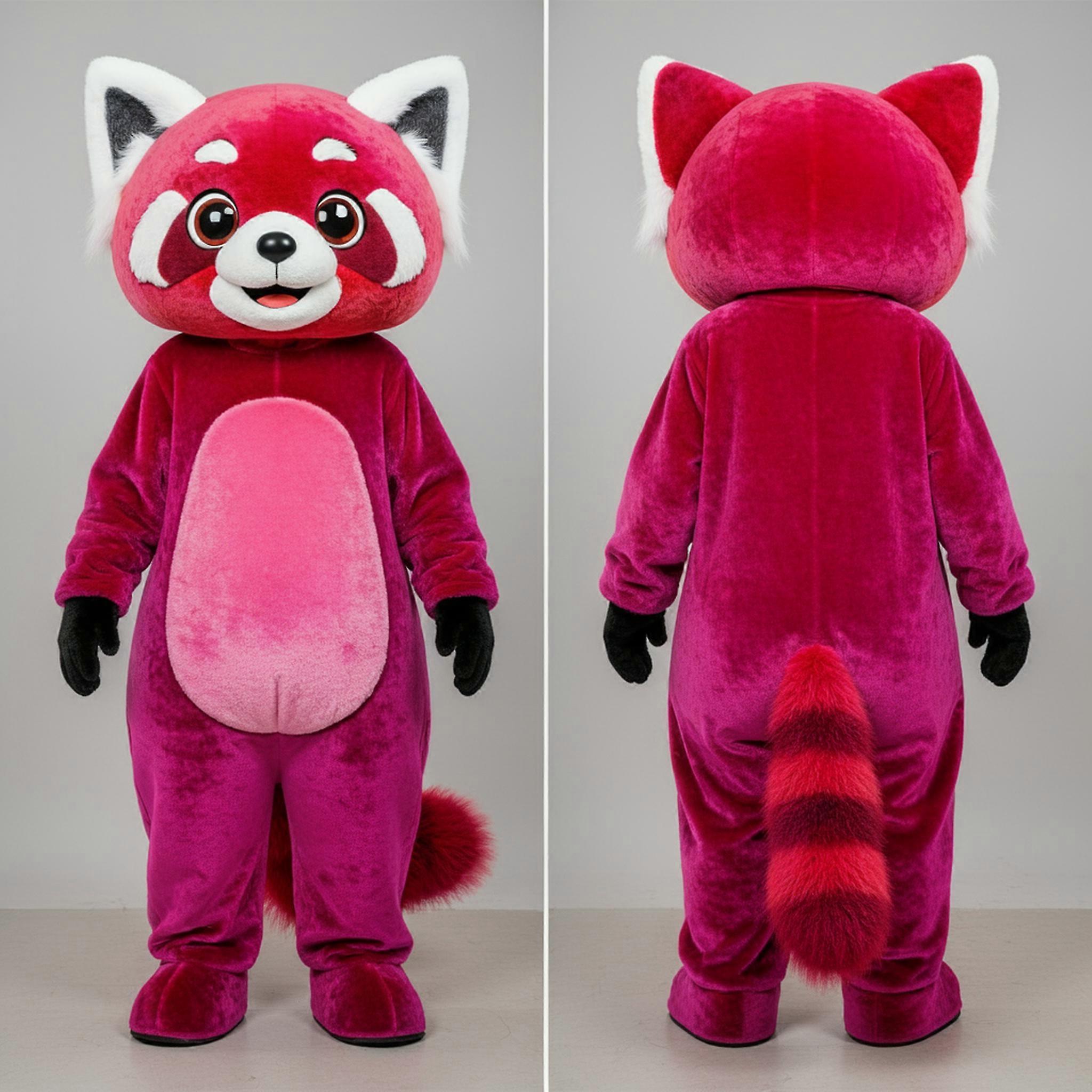 MASTICOT Magenta Fluffy Red Panda Mascot