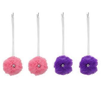 Sports Ice Shoes Shoelaces 2Pairs Balls Pom Pom Roller Skates Laces