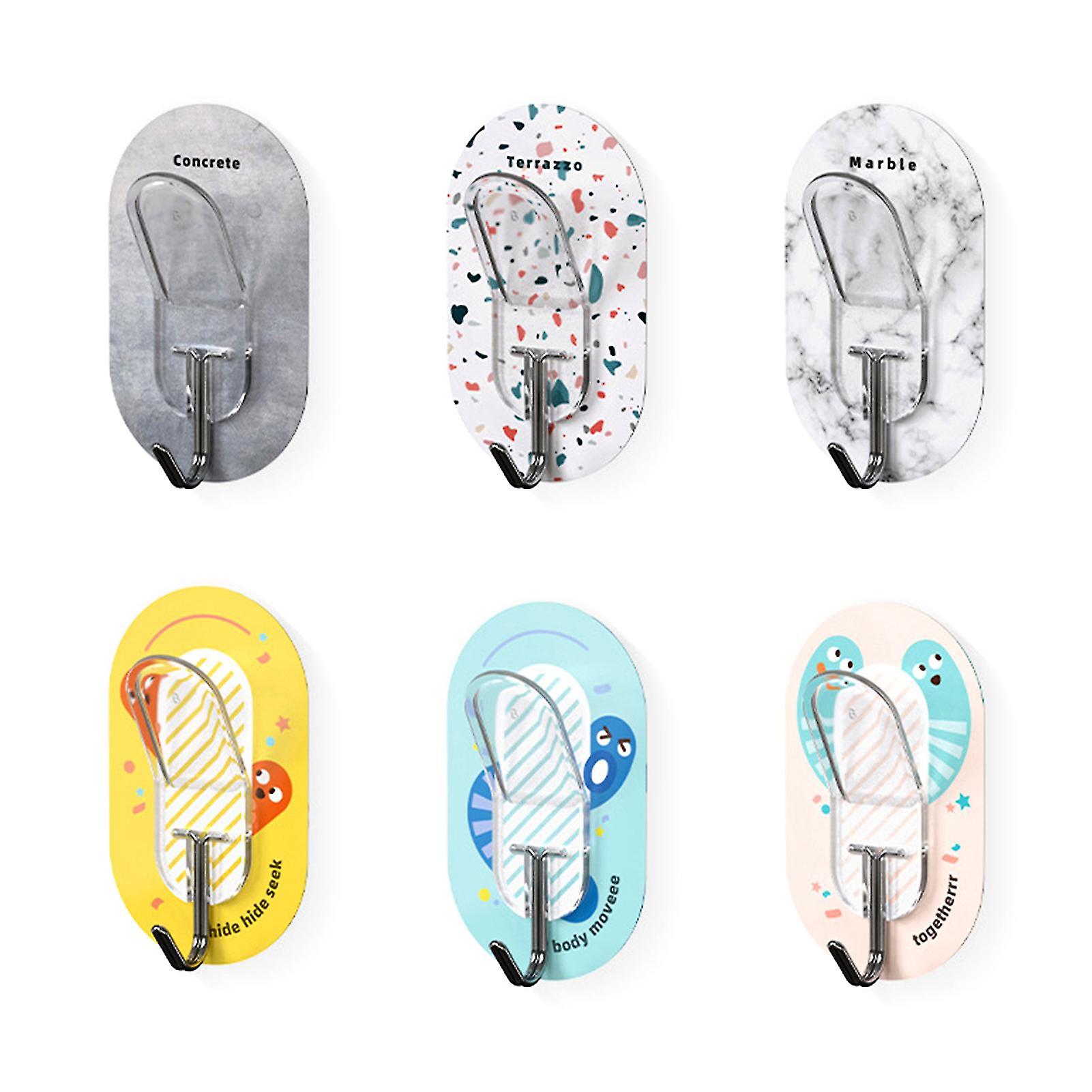 6pcs/set Moisture-proof Hanger Self Adhesive Ps Non-trace Double-hook Hanging Holder Hook Multifunctional For Home