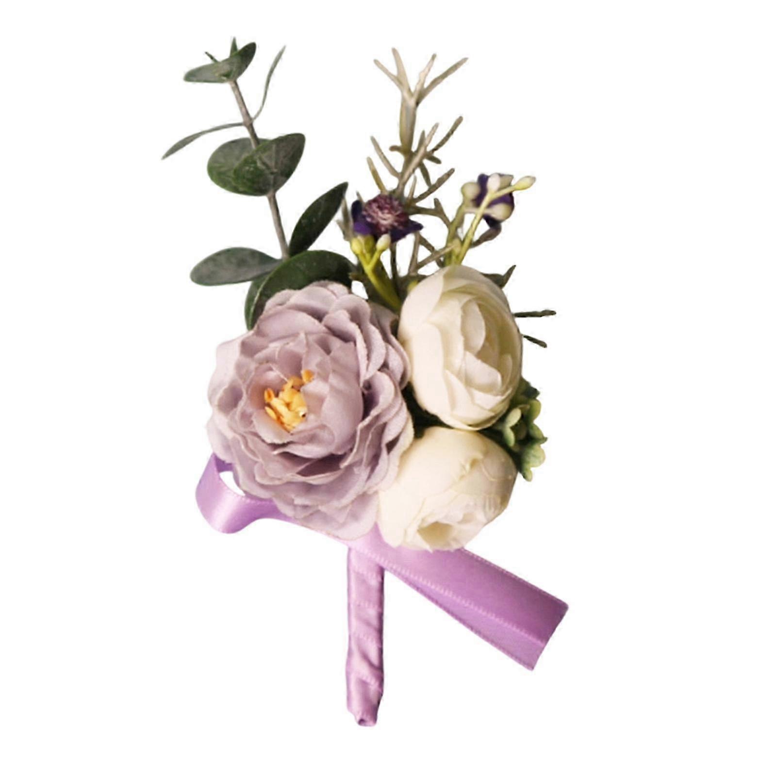 Purple Silk Boutonniere Elegant Compact