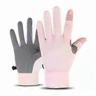 Summer Ice Silk Fingerless Cycling Gloves – Pink, M Size, 65g