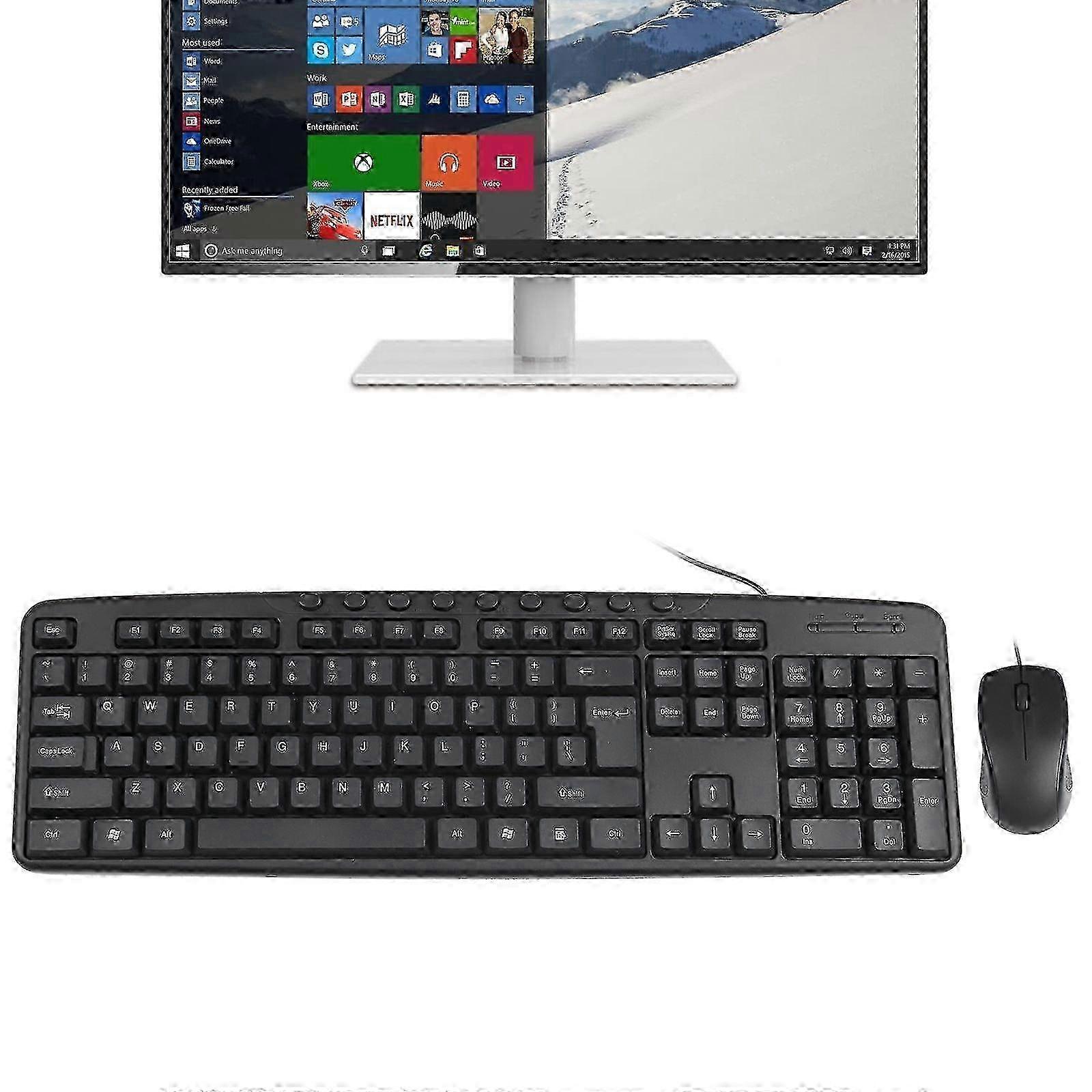 USB Wired Ergonomic Keyboard Mouse Combo
