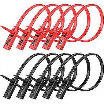 Novabright 10 Pack Zip Tie Lock 3-Digit Adjustable Cable Lock with Stainless Steel Core for Bike, Helmets, Stroller, French Door, Skis