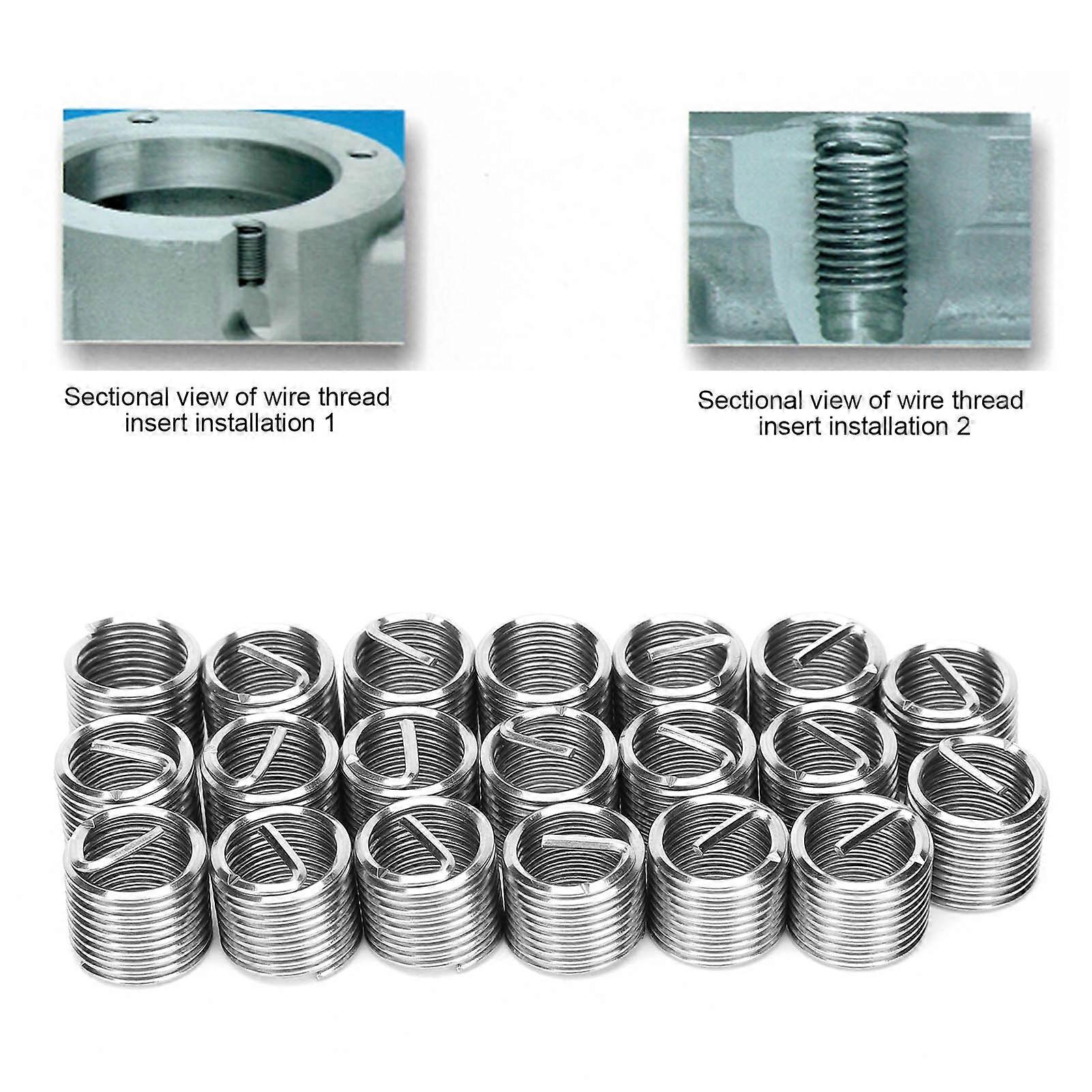 20Pcs Thread Repair M14 x 1.25 Spiral Circle Insert Reducer Nut Threaded Expand Socket Set1.5D
