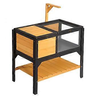 Skildpaddehus i træ - 840 x 510 x 770 mm - Fyrretræ med akryl trådnet.