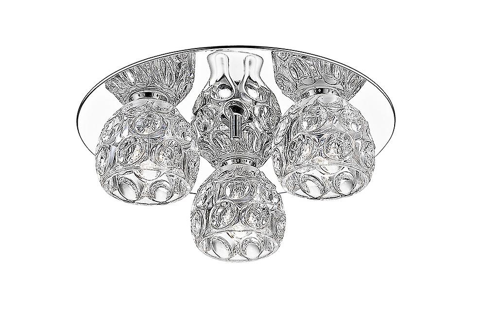 Impex Clea 3 Light Glass LED Flush Chrome