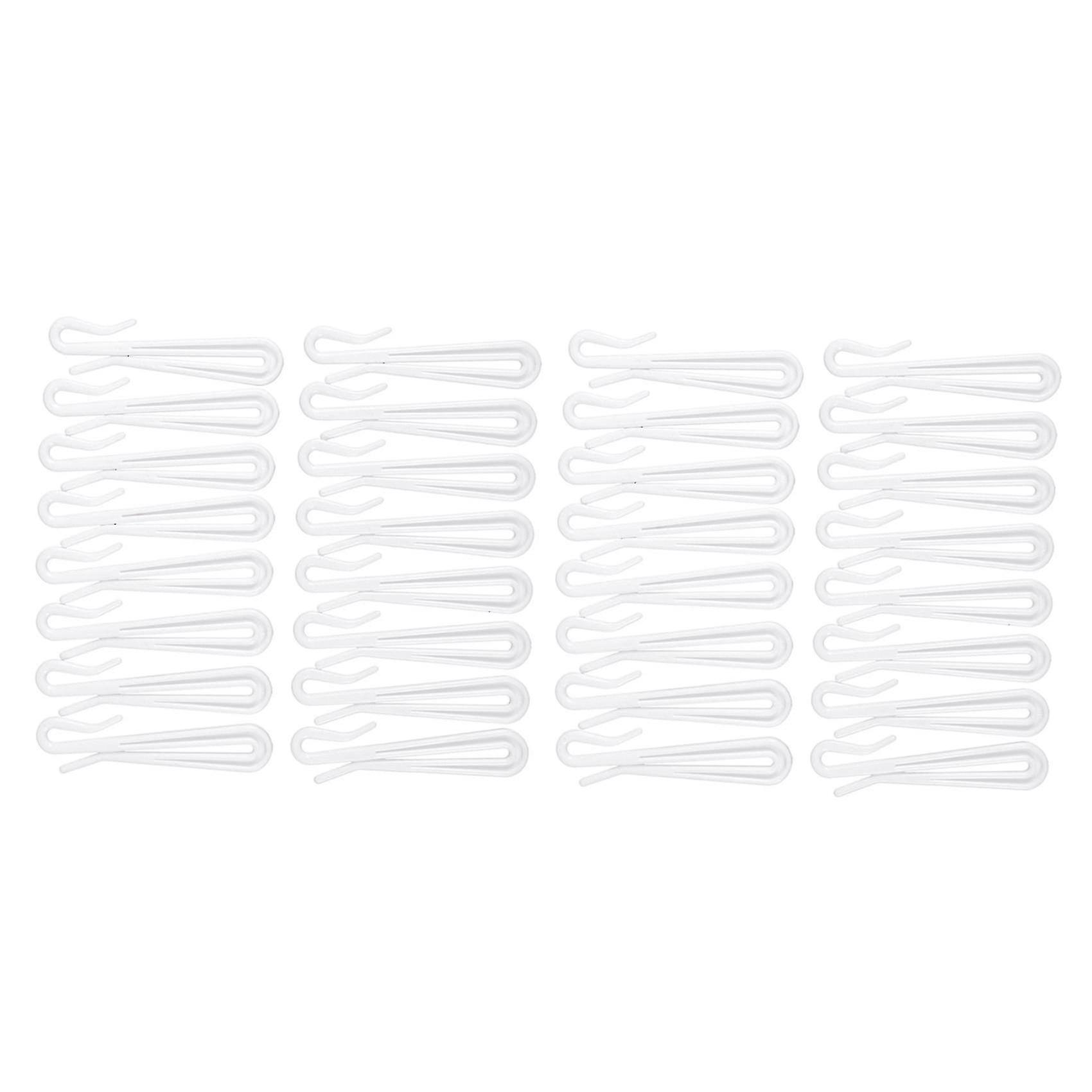 Plastic Window Curtain Hooks 16 Pcs White