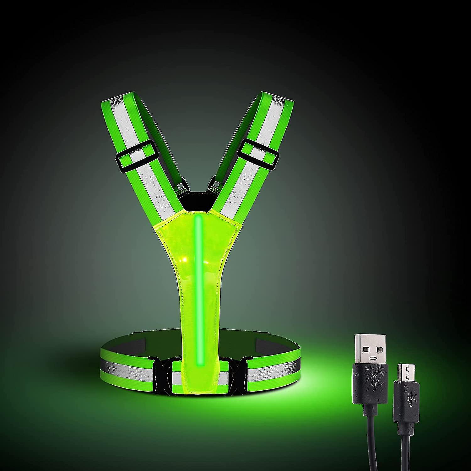 Reflective Vest Running Gear, Usb Rechargeable Led Light Up Vest High Visibility With Adjustable Waist/shoulder Fo