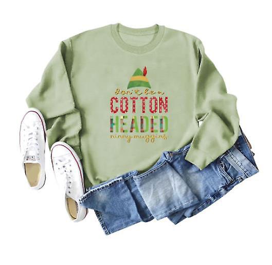 Pullover Mode d'automne et d'hiver pour femmes Ne soyez pas un coton Tête imprimée Top Dames Nouveau Noël Col rond lâche Manches longues