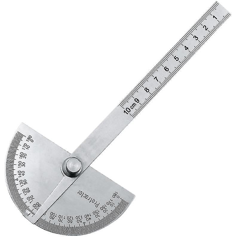 White Stainless Steel Round Head Protractor Angle Finder Rotary Measuring Ruler