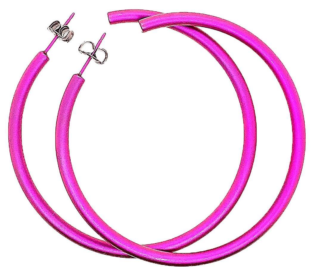 Ti2 Titanium Large Round Hoop Earrings - Pink