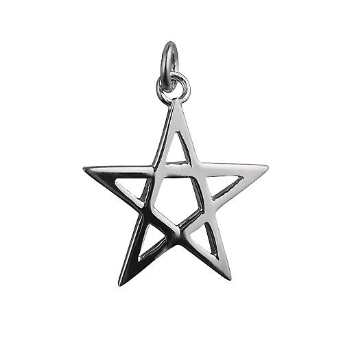 Silver 26mm plain Pentangle Pendant