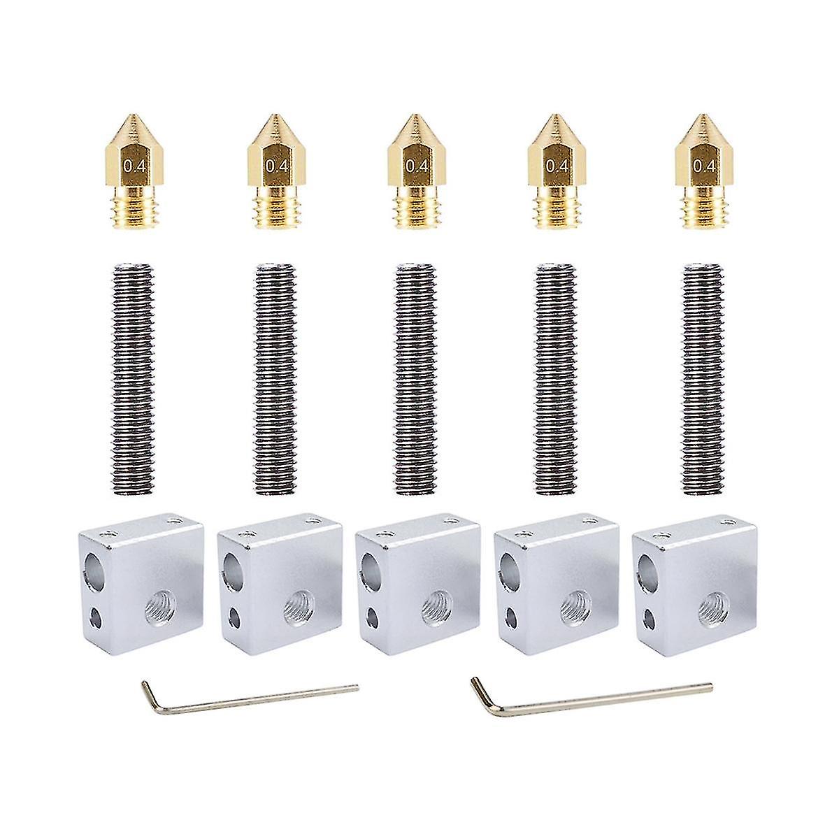 3d Printer Part 0.4mm Extruder Nozzle Print Head+1.75mm Tube+heater Blocks Hotend For Mk8 3d Printe