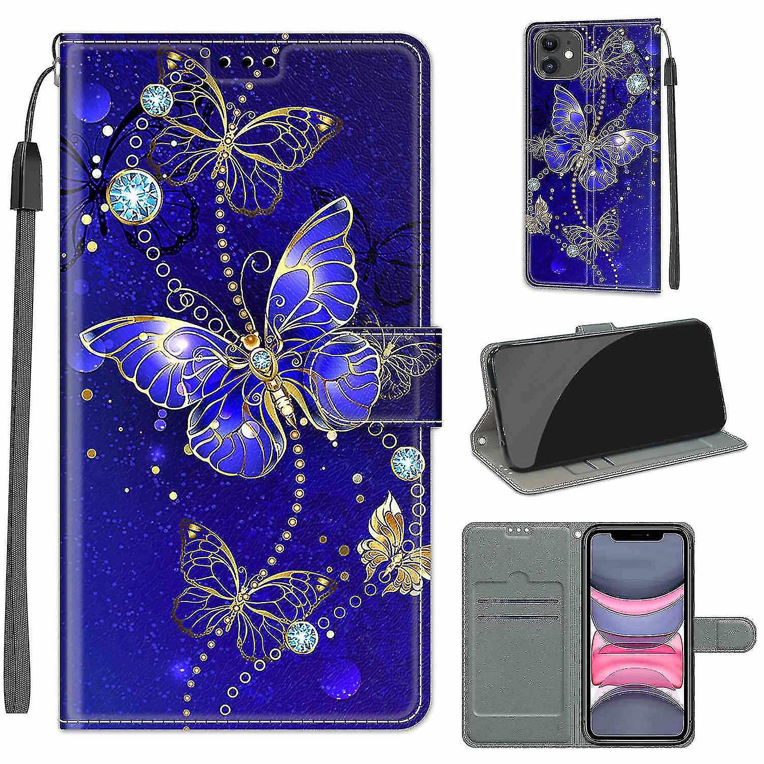 Compatible With Iphone 12 Blue Butterfly Magnetic Mobile Case