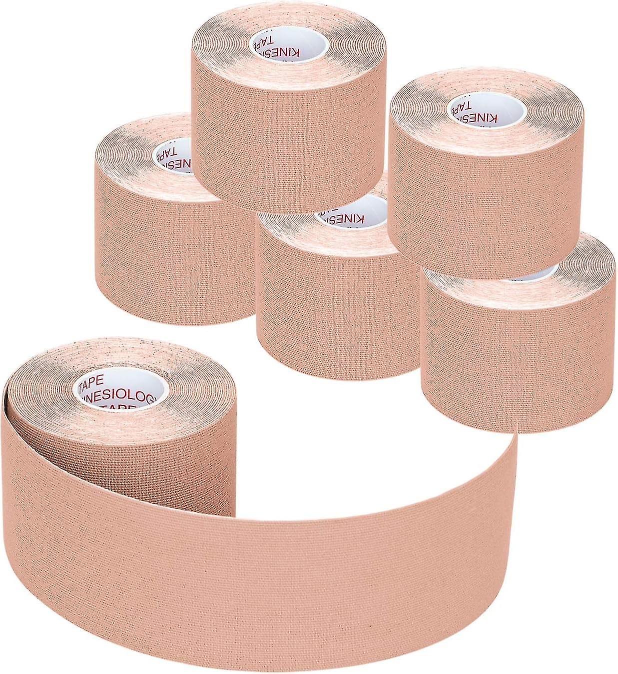 Muscle Exercise Tape Breathable Elastic Waterproof 5cm*5m (black, 6 Rolls)