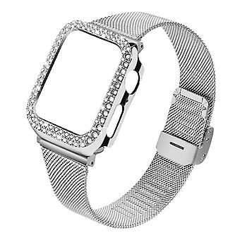 Wrist Strap Wristband + Rhinestone Watch Protective Case for Apple Watch SE 40mm/Series 6/5/4 40mm