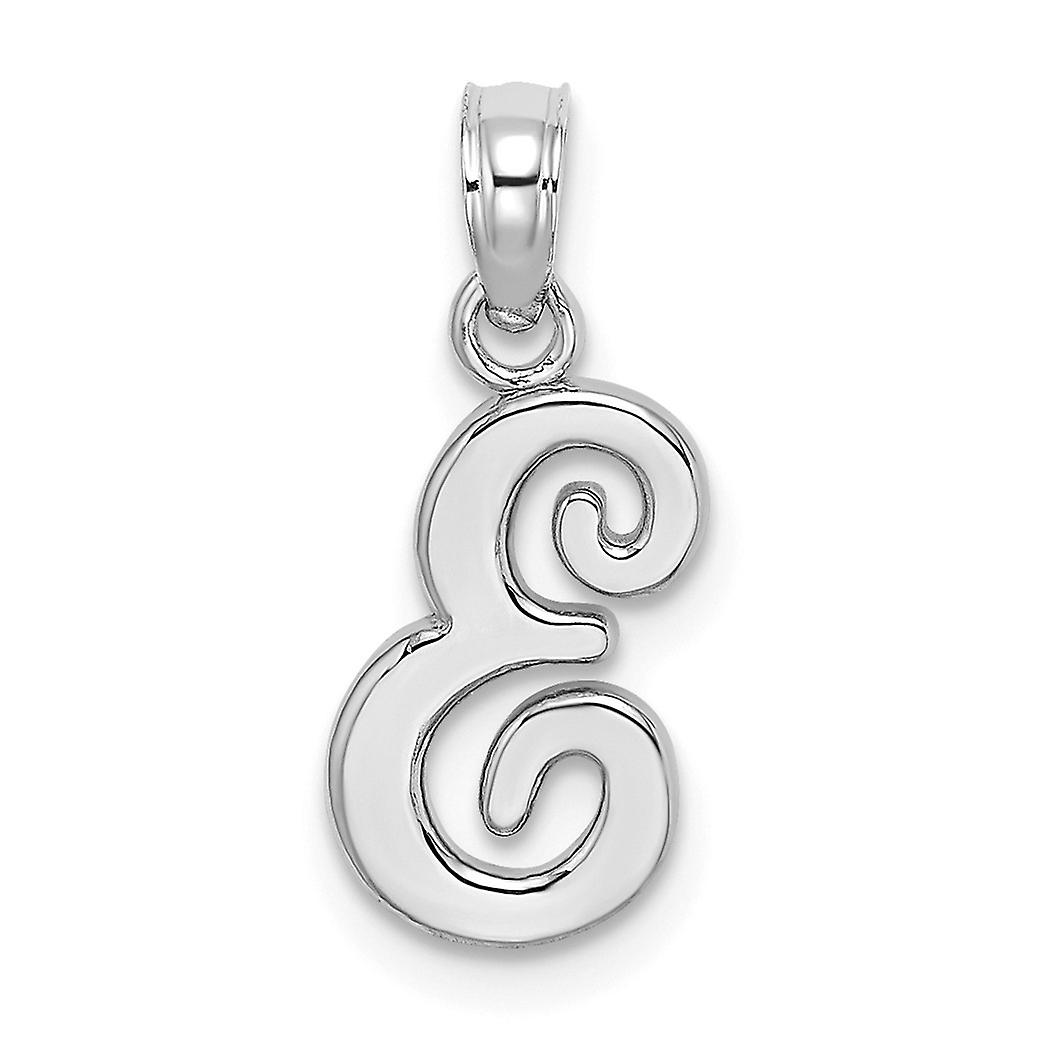 10k Weißgold E Script Buchstabe Name Personalisiertes Monogramm Initial High Polish Charm Anhänger Halskette für Frauen