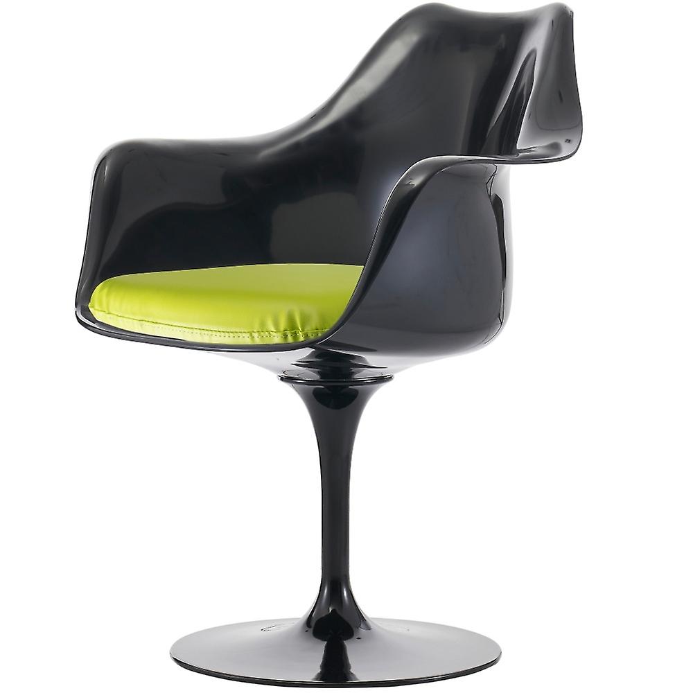 Fusion Living Glossy Noir et Vert PU Fauteuil Pivotant