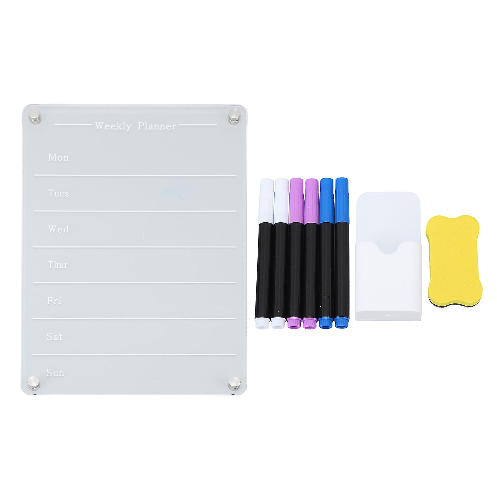 Clear Calendar Planning Board Reusable Magnetic Acrylic Wet Dry Erase Board for Refrigerator Weekly Schedule