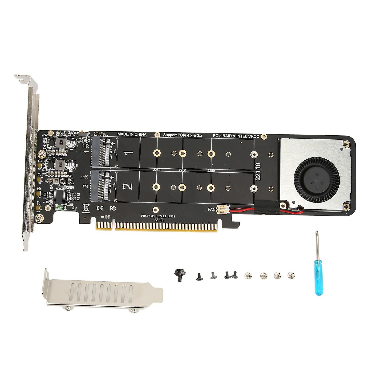 M.2 NVMe SSD Adapter Card PCIe 4.0 X16 High Speed with LED Indicator for PC Chassis