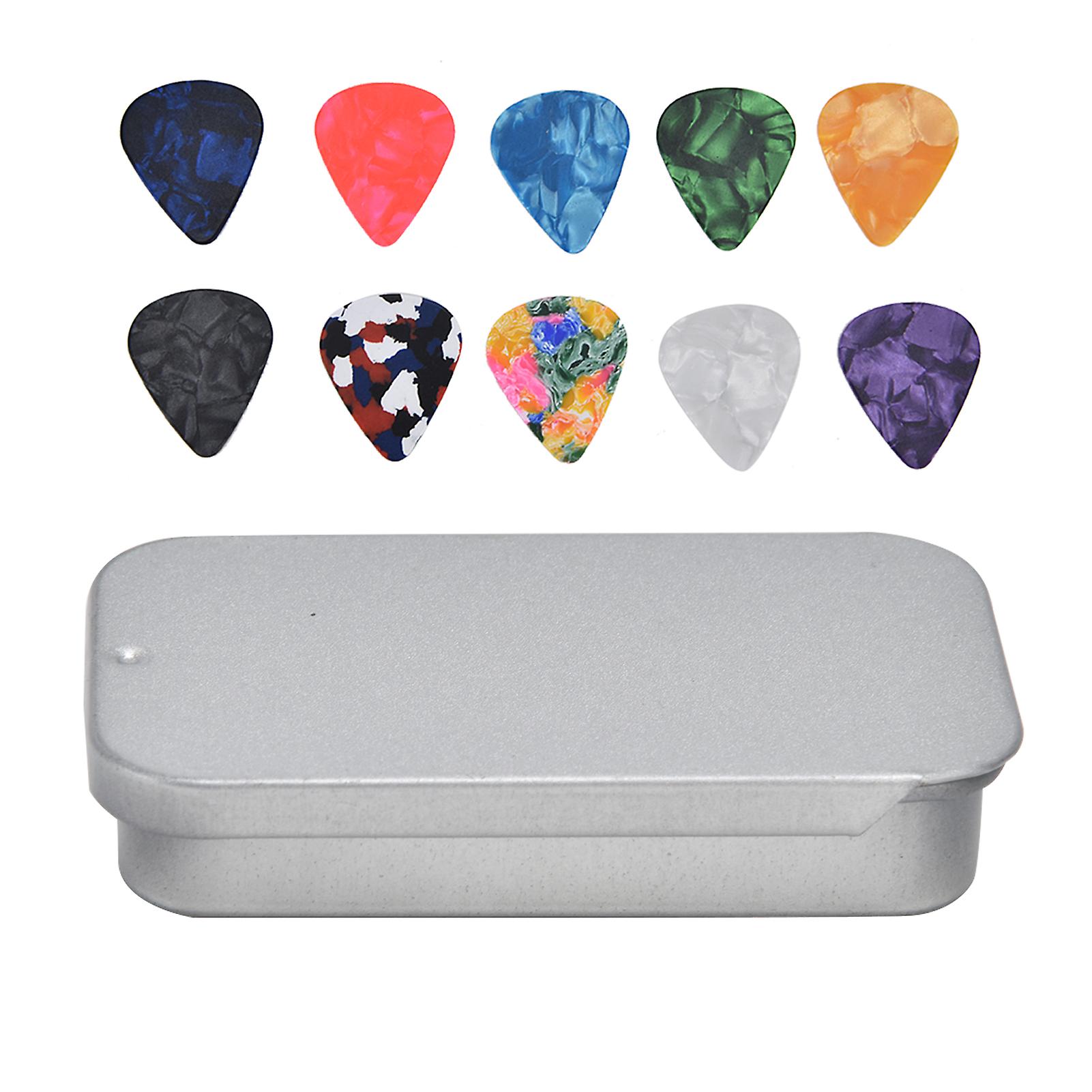 10Pcs Guitar Picksfor Men Boost Bass Portable Colorful Retro Cosmic Star Sky Pattern Guitar Pick for Bass Banjo Ukulele0.71mm Silver Box
