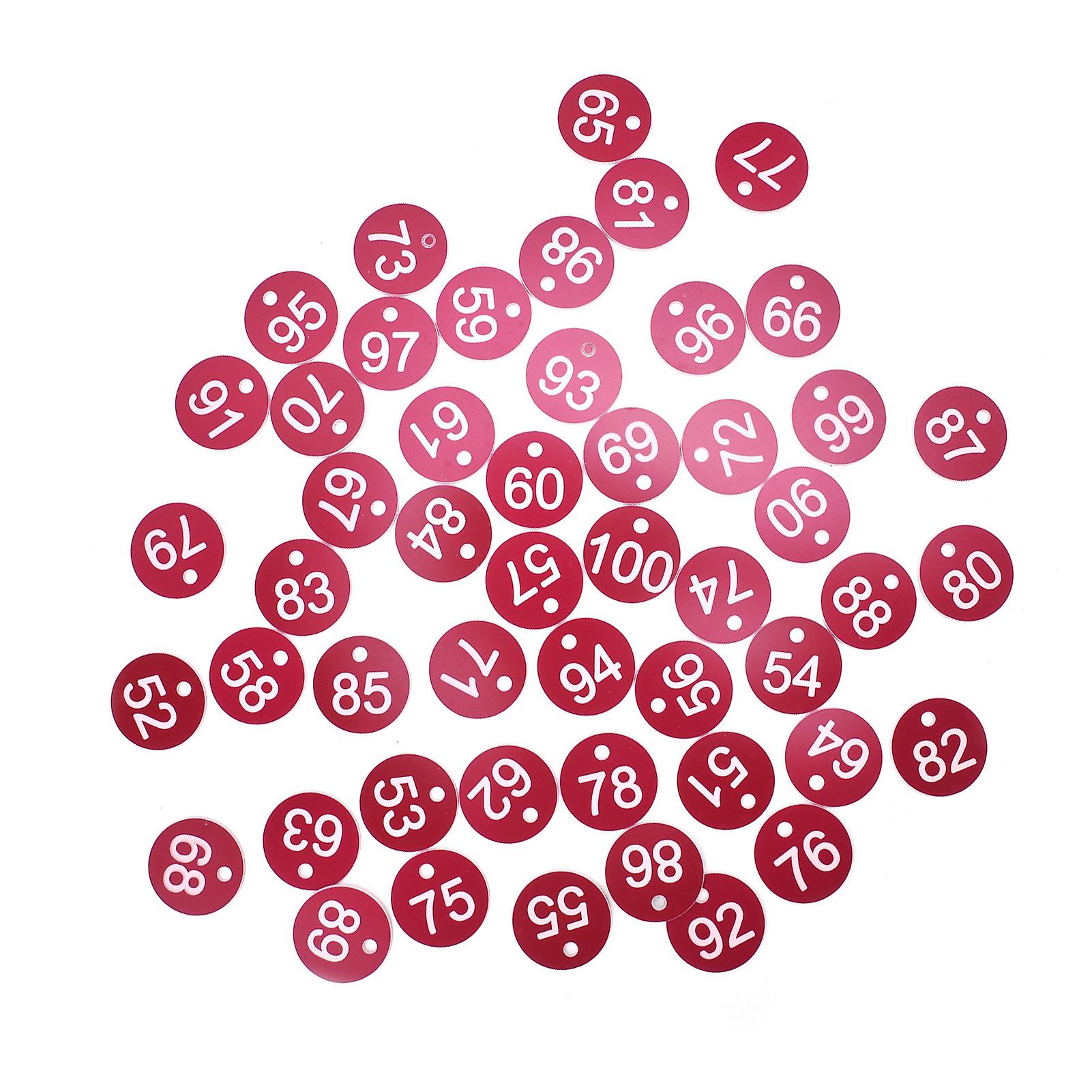50PCS Red Numbered Label Tags 3.6cm for Livestock Beekeeping