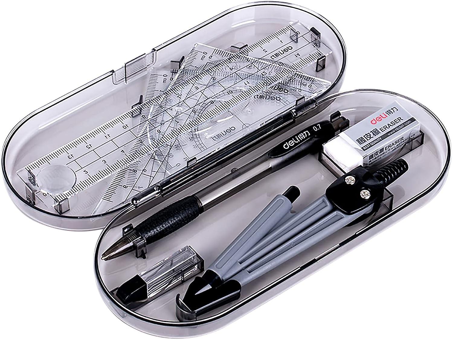 Bailinks Compass and Protractor Set,8 Pcs Math Geometry Kit Set School Learning Tool Including Ruler