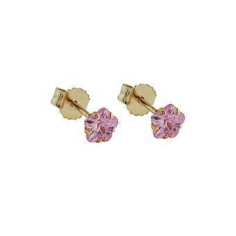 Stud Earrings Pink Zirconia 4mm 9k Gold - Gl431139