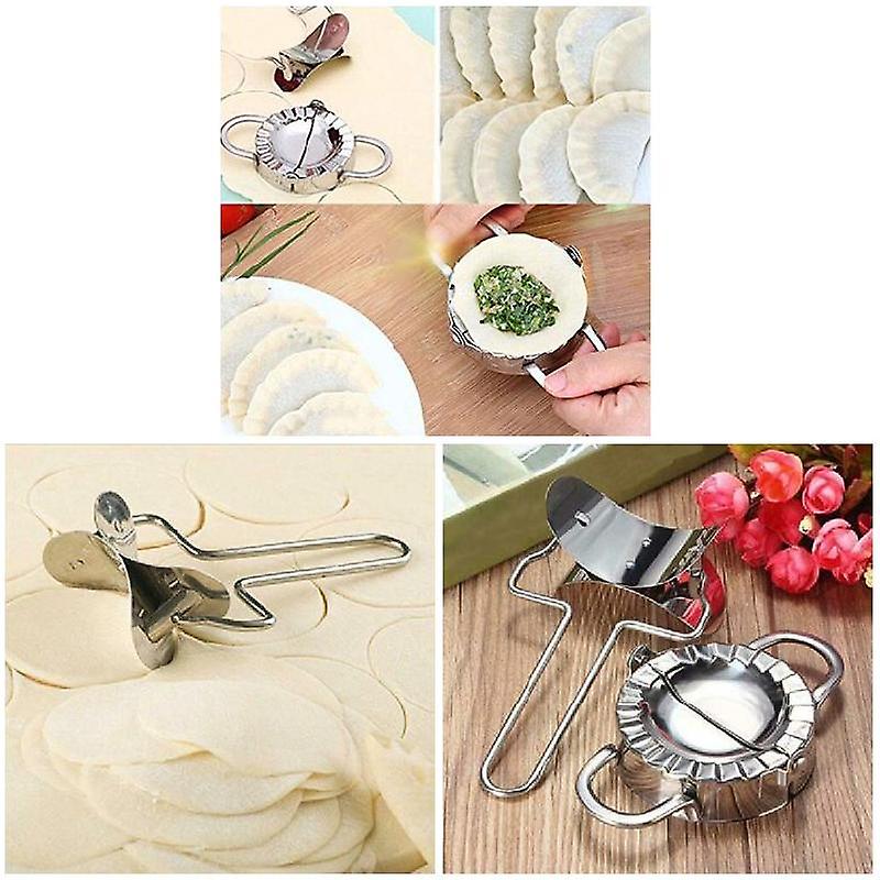 Stainless Steel Dumpling Maker Mould Kitchen Pastry Tool with Flour Ring Cutter