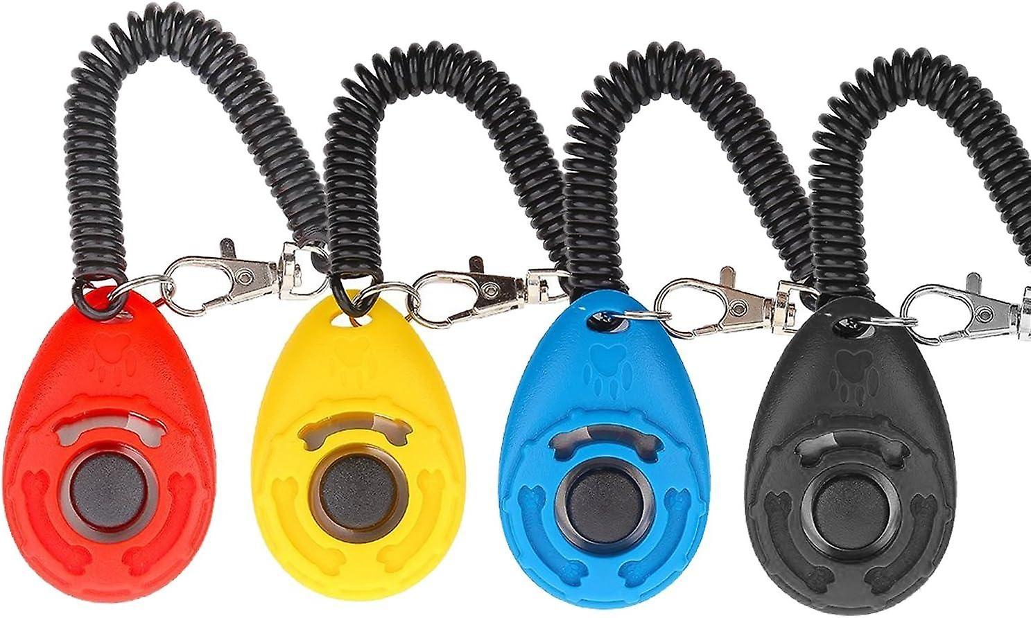 Pack of 4 Pet Training Clicker with Elastic Strap Button for Dog Cat