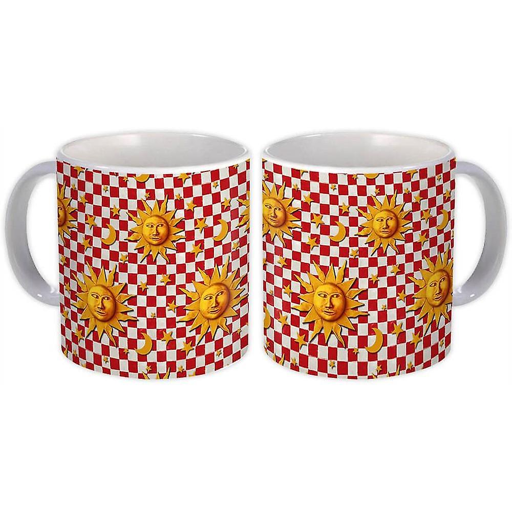Gift Mug: Sun Chess Pattern Squares