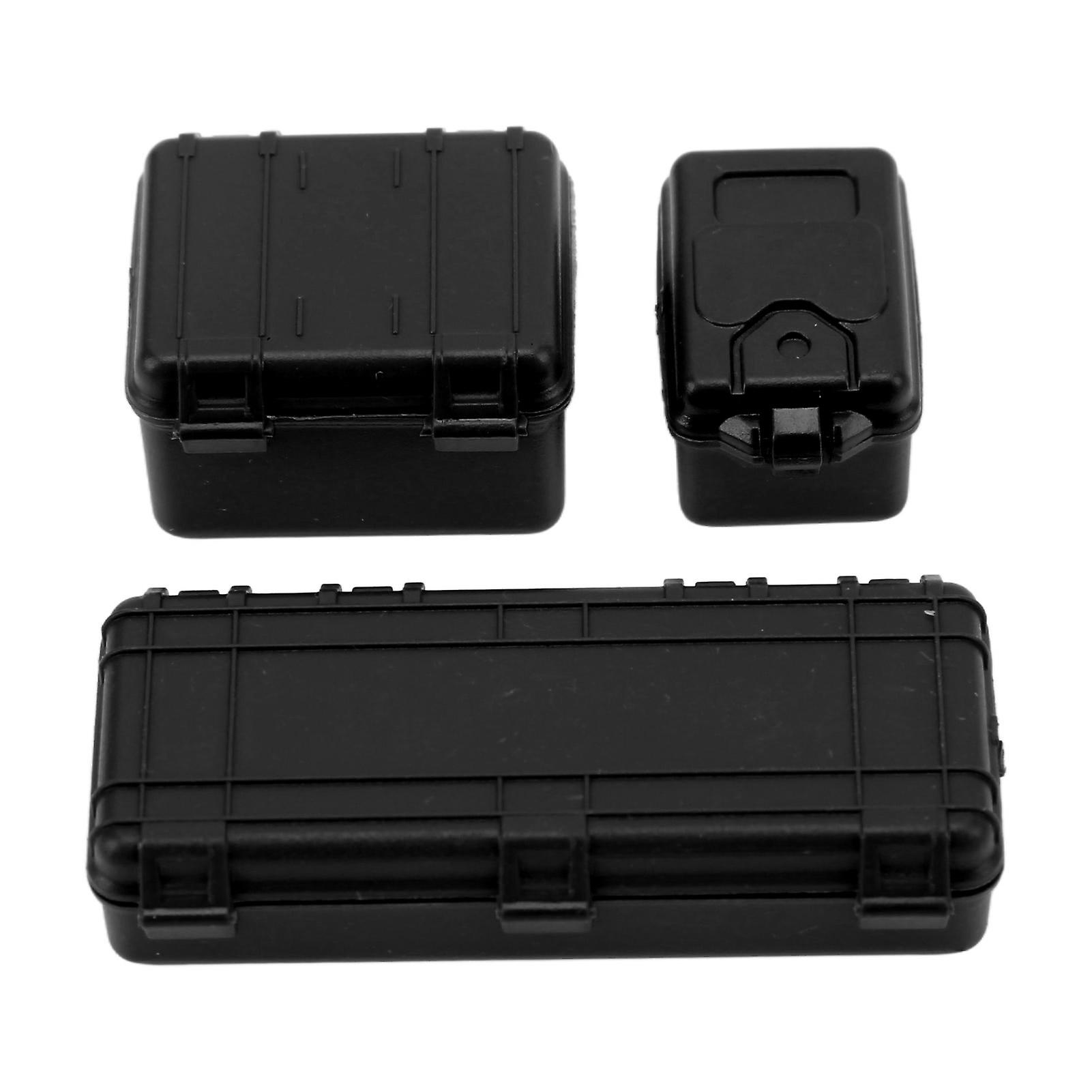 3 Pcs RC Car Simulation Luggage Case Large Medium Small RC Crawler Suitcase Decoration for 1/18 1/24 Black