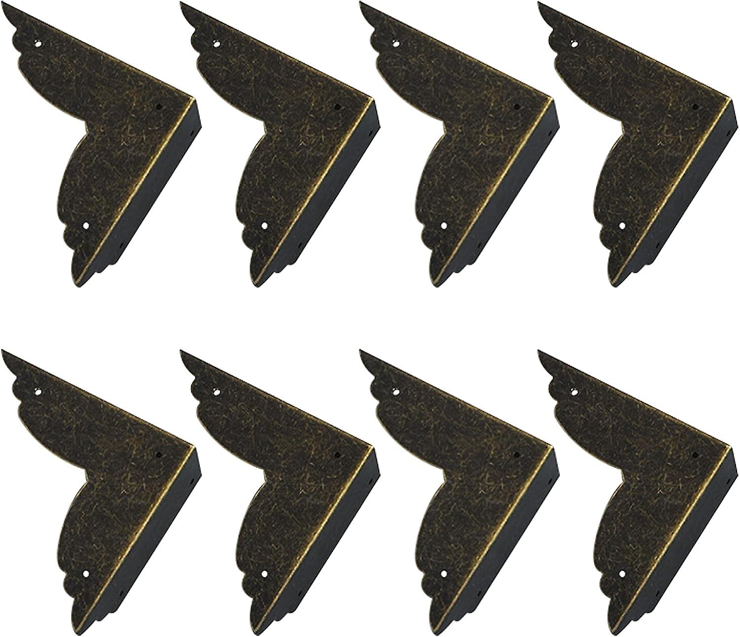 Set of 8 Vintage Metal Corner Protectors for Furniture and Tables (Bronze)