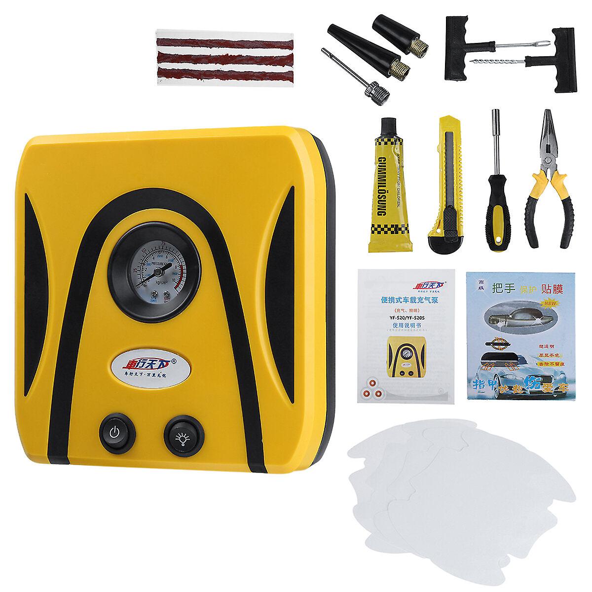 12V Portable Tire Inflator Pump Air Compressor Digital Display Heavy Duty With Tire Repair Kits