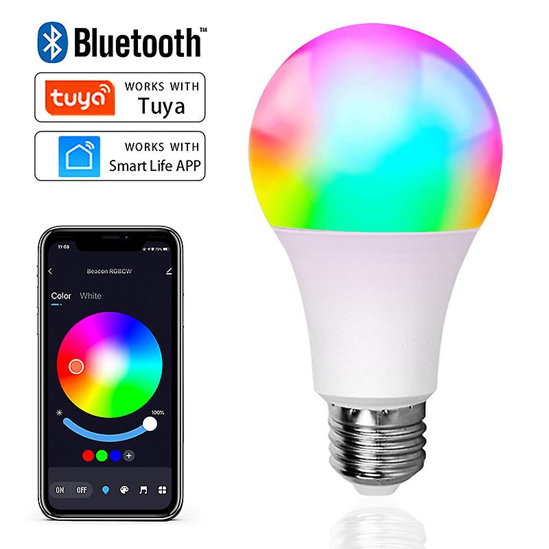 Wireless Bluetooth 4.0 Smart Bulb Tuya App Control Dimmable 15w E27 Rgb+cw+ww Led Color Change Lamp Compatible Ios/android