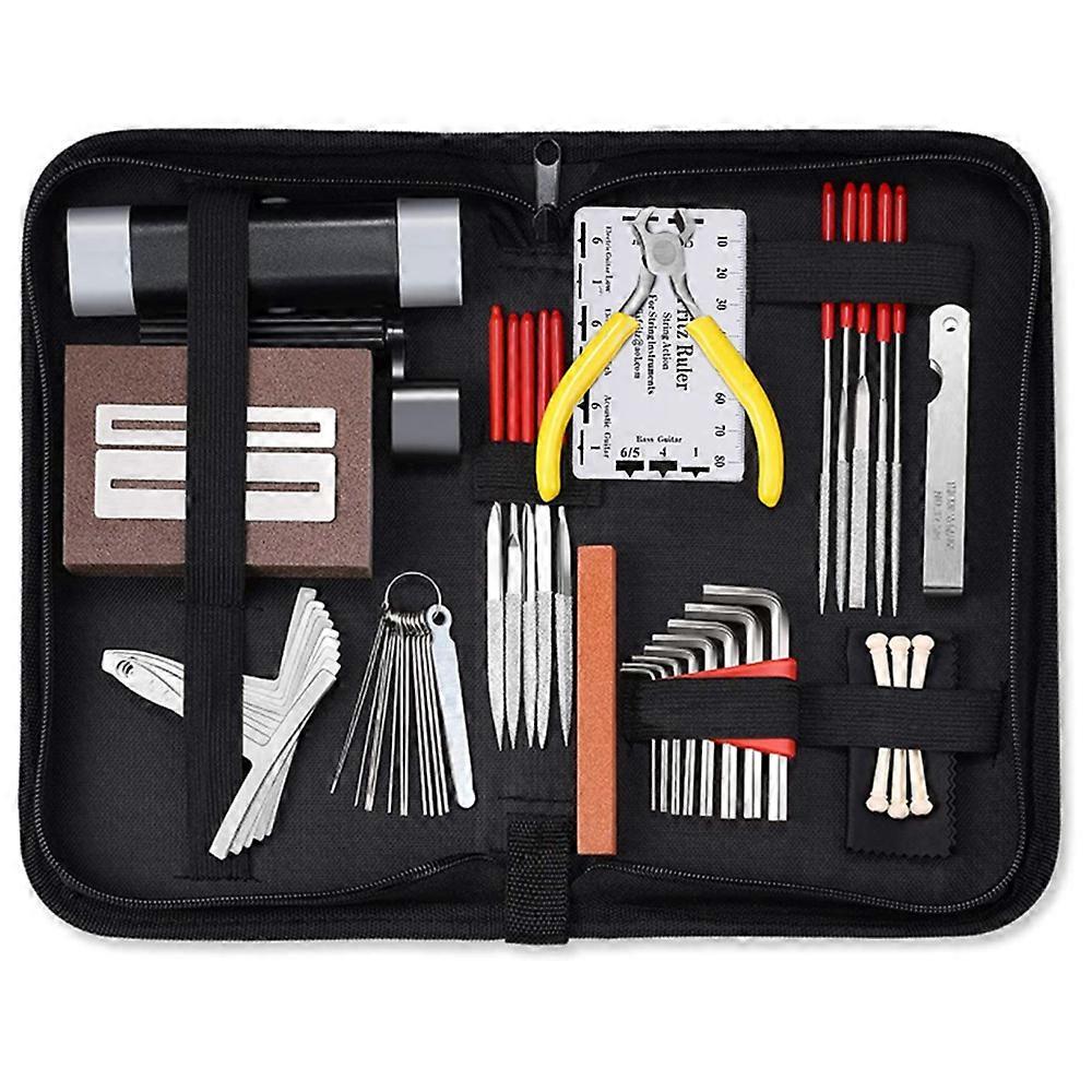 45PCS Guitar Repair and Maintenance Tool Kit with Carrying Bag, String Gauge, File Accessories