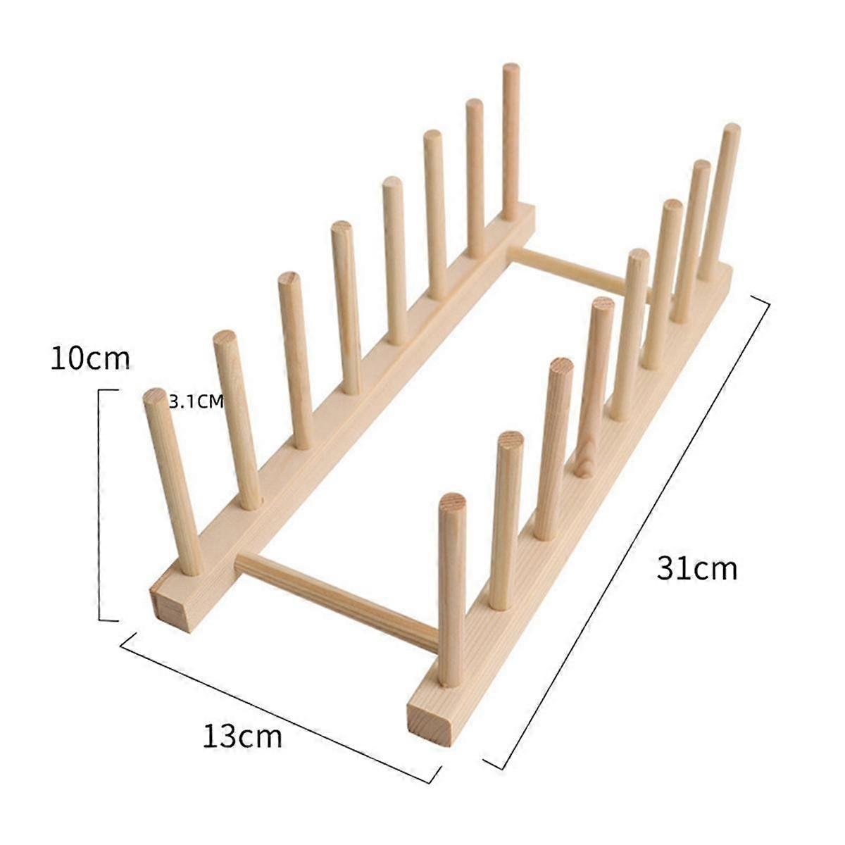 Kitchen Dish Drain Rack Dinnerware Storage Organizer Plate Drying Shelf Wooden Book Cups Display Stand Drainer Holder A
