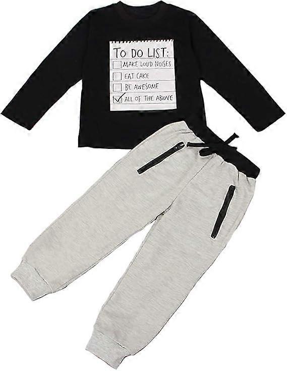Toddler Kids Boys Autumn Winter Clothes Set Letter Print 2 Pieces Set Boys Cotton Clothing Set 100cm
