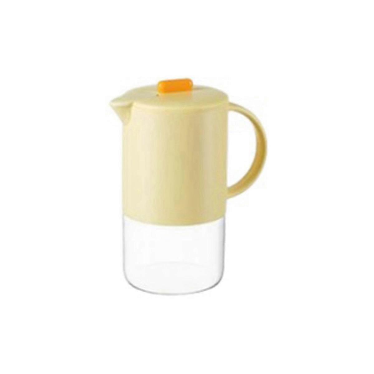 Portable Glass Water Jug with Lid Kitchen Coffee Pot with Handle Coffee Tea Kettle Coffeeware Teaware 1500ml Yellow