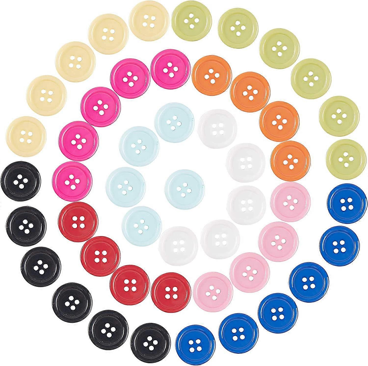 200 Pcs Assorted Mixed Color Resin Buttons 4 Holes Round Shape Buttons for Sewing DIY Crafts Manual Button Painting